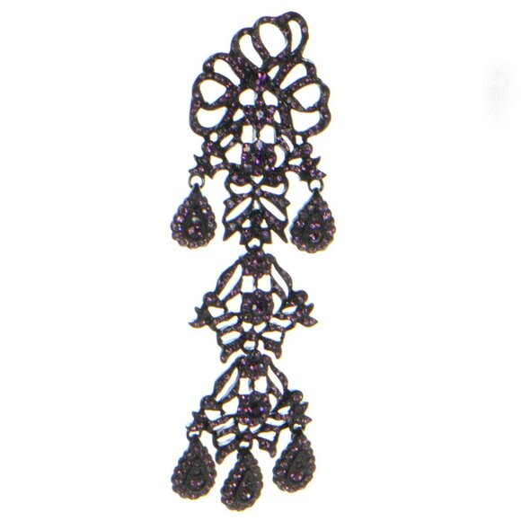 Kenneth Jay Lane KJL Gunmetal & Crystal LARGE Brooch